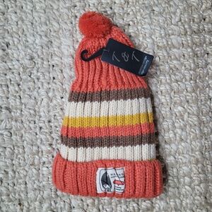 Valentine T and T cozy winter hat Orange Brown Cream Yellow NWT